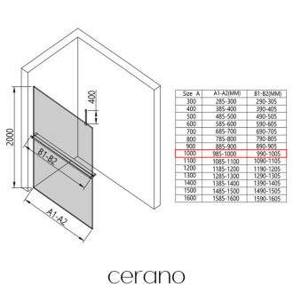 CERANO Sprchová zástěna Walk-in Onyx Top Cube L/P +držák chrom, mléčné sklo 100x200