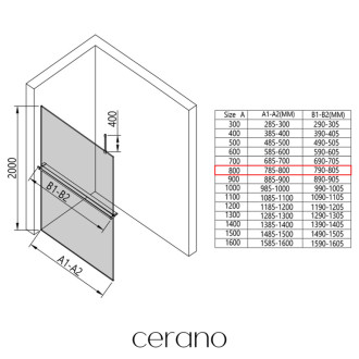 CERANO Sprchová zástěna Walk-in Onyx Top Cube L/P +držák chrom, mléčné sklo 80x200