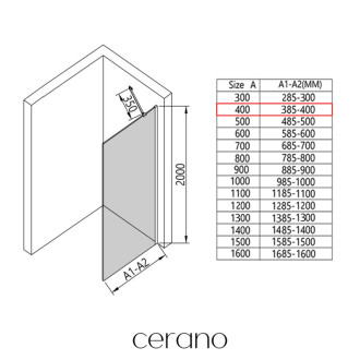 CERANO Sprchová zástěna Walk-in Onyx Round L/P kulatá chrom, transparent sklo 60x200