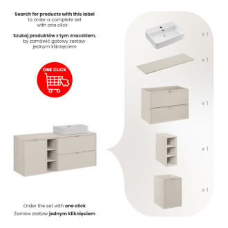 Comad SET-BC B CASHMERE 140CM UN TRUST WH Nábytková sestava 140 cm s deskou a umyvadlem