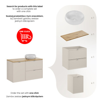 Comad SET-BC B ARTISAN 100CM UN WIKI WH Nábytková sestava 100 cm s deskou a umyvadlem Wiki
