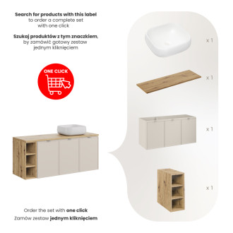 Comad SET-BC B ARTISAN 140CM UN NIKA WH Nábytková sestava 140 cm s deskou a umyvadlem