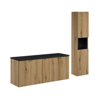 Comad SET-NOA B BLACK 140CM D HC Nábytková sestava 140 cm s deskou a vysokou skříňkou