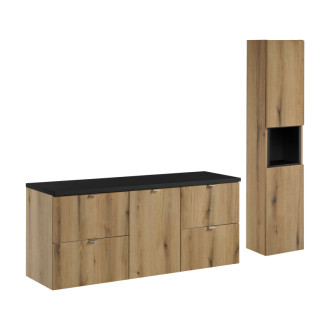 Comad SET-NOA B BLACK 140CM S HC Nábytková sestava 140 cm s deskou a vysokou skříňkou