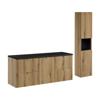 Comad SET-NOA B BLACK 140CM S HC Nábytková sestava 140 cm s deskou a vysokou skříňkou