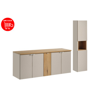 Comad SET-VIC B OAK 140CM D HC Nábytková sestava 140 cm s deskou a vysokou skříňkou