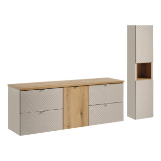 Comad SET-VIC B OAK 160CM S HC Nábytková sestava 160 cm s deskou a vysokou skříňkou
