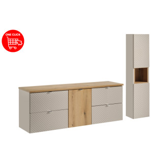 Comad SET-VIC B OAK 160CM S HC Nábytková sestava 160 cm s deskou a vysokou skříňkou