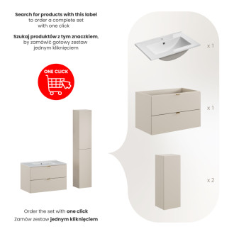Comad SET-DC 80CM UM LAVA WH HC Nábytková sestava 80 cm s umyvadlem  a vysokou skříňkou