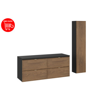 Comad SET-TC B BLACK 120CM HC Nábytková sestava 120 cm s deskou a vysokou skříňkou