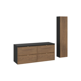 Comad SET-TC B BLACK 120CM HC Nábytková sestava 120 cm s deskou a vysokou skříňkou