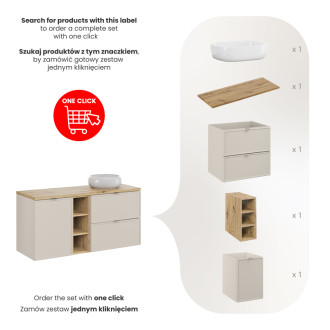 Comad SET-BC B CASHMERE 120CM WIKI WH Nábytková sestava 120 cm s deskou a umyvadlem