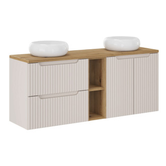 Comad SET-NOC B OAK 140CM UN WIKI WH LR Nábytková sestava 140 cm s deskou a 2 umyvadly