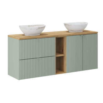 Comad SET-LRG B OAK 140CM UN PATI WH LR Nábytková sestava 140 cm s deskou a 2 umyvadly