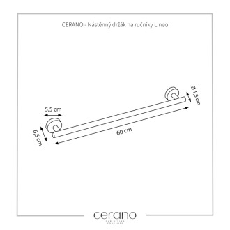 CERANO Nástěnný držák na ručníky Lineo - černá matná CER-479416