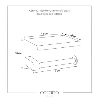 CERANO Nástěnný/Samolepící držák toaletního papíru Balto černá mat CER-479509