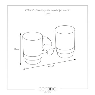 CERANO Nástěnný držák na dvojici sklenic Lineo chrom, mléčné sklo CER-479800