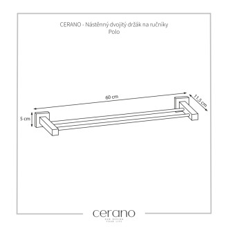 CERANO Nástěnný dvojitý držák na ručníky Polo - chrom CER-479842