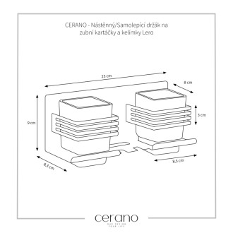 CERANO Nástěnný/Samolepící držák na zubní kartáčky a kelímky Lero - chrom CER-479776