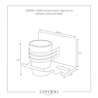 CERANO Nástěnný/Samolepící organizér na kelímek a drobnosti Balto chrom CER-479794