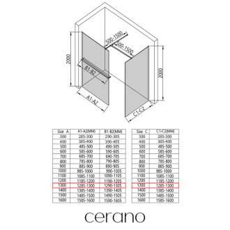 CERANO Sprchová zástěna Walk-in Onyx T L/P +držák chrom, mléčné sklo- 130x130
