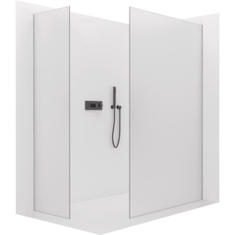 CERANO Sprchová zástěna Walk-in Onyx T L/P  černá mat, mléčné sklo- 130x130