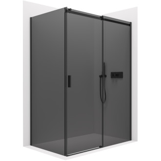 CERANO Sprchový kout Santoro L/P 8mm černá mat, grafitové sklo 150x90 posuvný