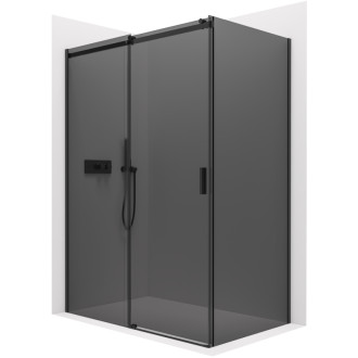 CERANO Sprchový kout Santoro L/P 8mm černá mat, grafitové sklo 150x90 posuvný