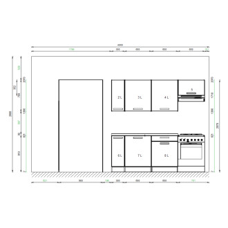 Kuchyňský set KUCH102, 210 cm, kombinace šedá onyx + dub arlington