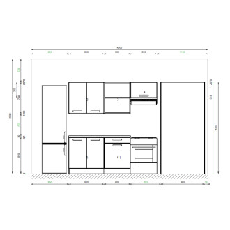 Kuchyňský set KUCH101, 200 cm, kombinace šedá onyx + dub arlington