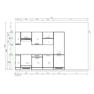 Kuchynský set KUCH105, 240 cm, kombinácia sivá onyx + dub arlington