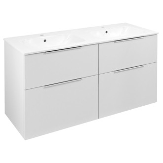 CIRASA umývadlová skrinka s dvojumývadlom 121x66x46cm, biela lesk