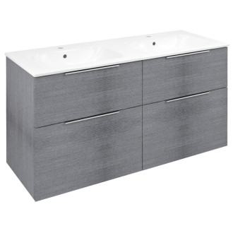 CIRASA umývadlová skrinka s dvojumývadlom 121x66x46cm, dub strieborný