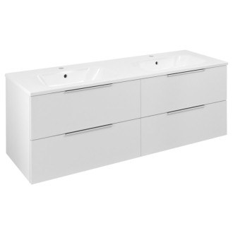CIRASA umývadlová skrinka s dvojumývadlom 141x54x46cm, biela lesk