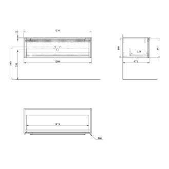 KERALA umývadlová skrinka 120x35x47, 5cm, 1x zásuvka, agila