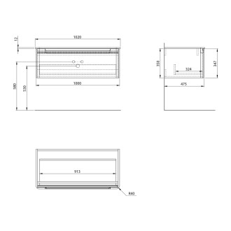 KERALA umývadlová skrinka 100x35x47, 5cm, 1x zásuvka, carina
