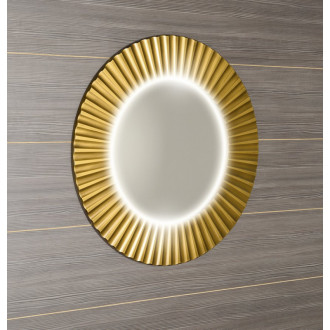 PRIDE okrúhle zrkadlo s LED osvetlením v ráme ø 75cm, zlato