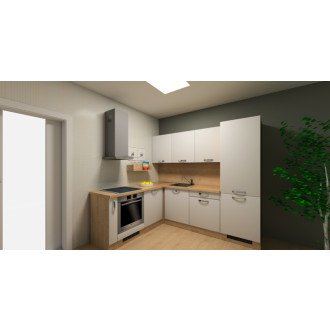 Kuchynský set KUCH109, 240 cm, biela arctic mat + dub arlington