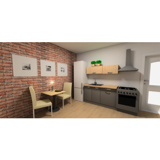 Kuchynský set KUCH107, 140 cm, kombinácia sivá onyx + dub arlington