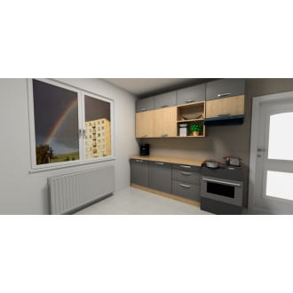 Kuchynský set KUCH108, 240 cm, kombinácia sivá onyx + dub arlington