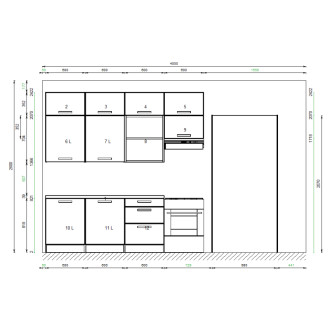 Kuchynský set KUCH108, 240 cm, kombinácia sivá onyx + dub arlington