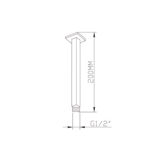 Sprchové stropní ramínko, hranaté, 200mm, černá mat 1205-07B 1205-07B