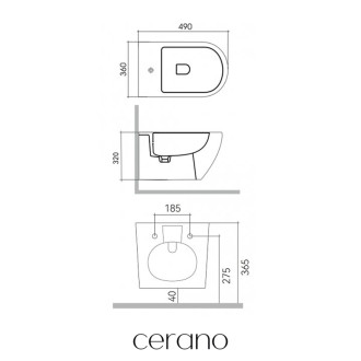 CERANO - Keramický závesný bidet Fizo - biela lesklá - 36x37x49 cm