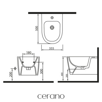 CERANO - Keramický závesný bidet Puerto - biela lesklá - 35x50 cm