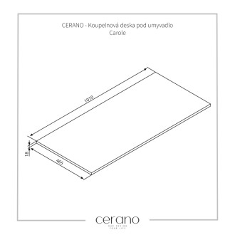 CERANO - Doska pod umývadlo Navira Slim - čierna matná - 101x46,5x1,8 cm