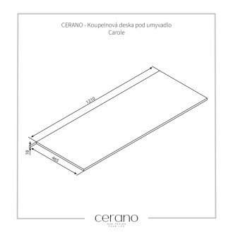 CERANO - Doska pod umývadlo Navira Slim - čierna matná - 121x46,5x1,8 cm