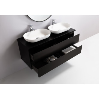 CERANO - Kúpeľňová skrinka Carole s doskou pod umývadlo - 18 mm - čierna matná - 121x49,8x46,5 cm