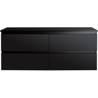 CERANO - Kúpeľňová skrinka Carole s doskou pod umývadlo - 18 mm - čierna matná - 121x49,8x46,5 cm