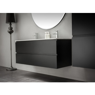 CERANO - Kúpeľňová skrinka pod umývadlo Carole - čierna matná - 119x48x45 cm