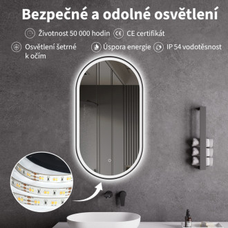 CERANO - Kúpeľňové LED zrkadlo Alto, kovový rám - čierna matná - 40x60 cm